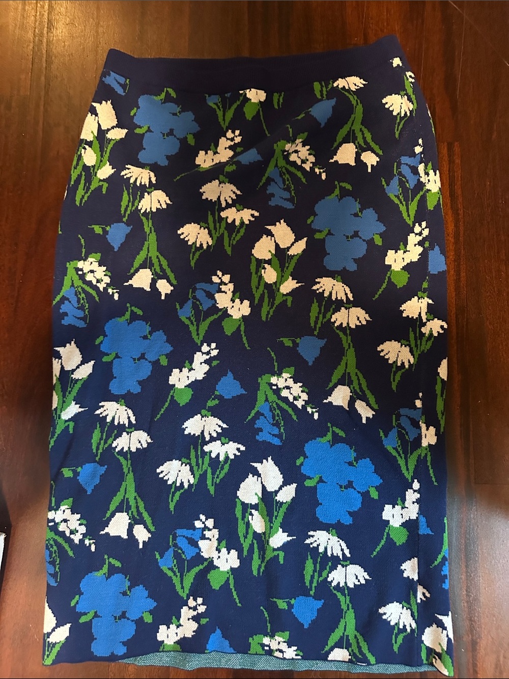 kate spade Navy Floral Pencil Skirt with Blue and White Blooms